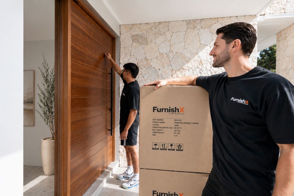 FurnishX team unpacking